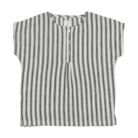 Lil Legs Off Navy Pleated Button Shirt