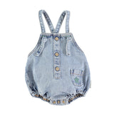 Piupiuchick Washed Light Blue Denim Romper