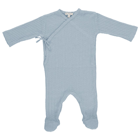 Bebe Organic Sky Blue Wrap Overall Onesie