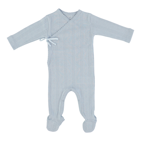 Bebe Organic Blue Atlantic Wrap Overall Footie
