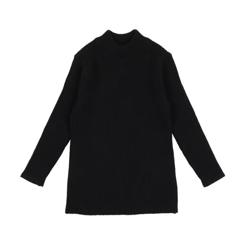 Lil Legs Black Knit Mockneck