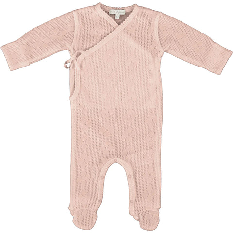 Bebe Organic Dusty Rose Blooms Wrap Overall Footie