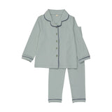 Bonjoy Dusty Blue Grandpa Piping Long Sleeve Pajamas