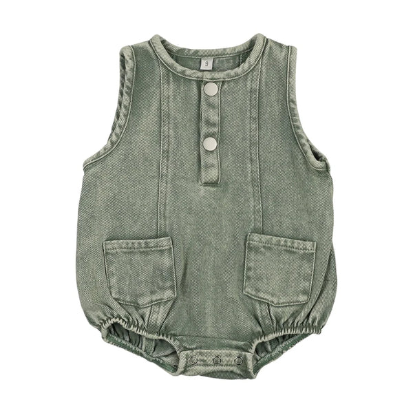 Bonjoy Green Colored Jean Romper