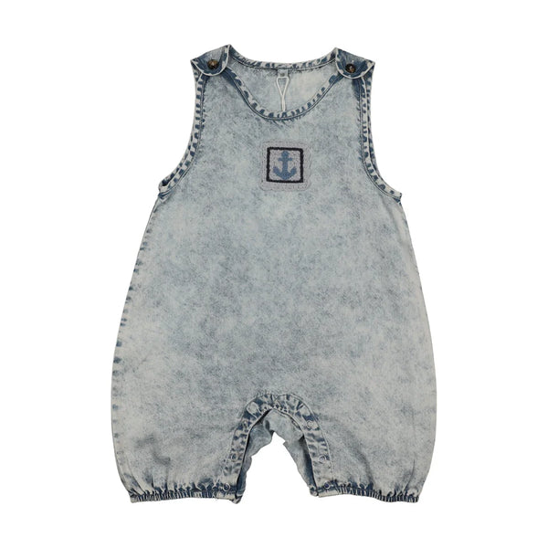 Bonjoy Blue Crochet Tencel Shorts Romper