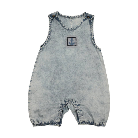 Bonjoy Blue Crochet Tencel Shorts Romper