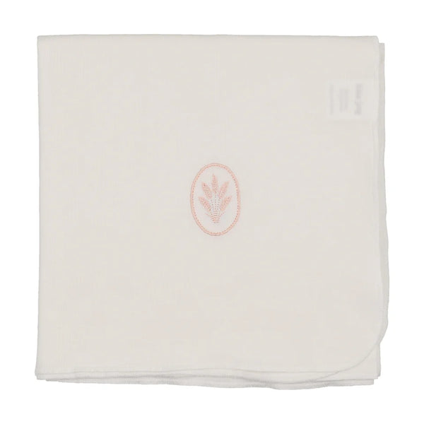 Bonjoy White/Pink Embroidery Dreamy Wheat Blanket