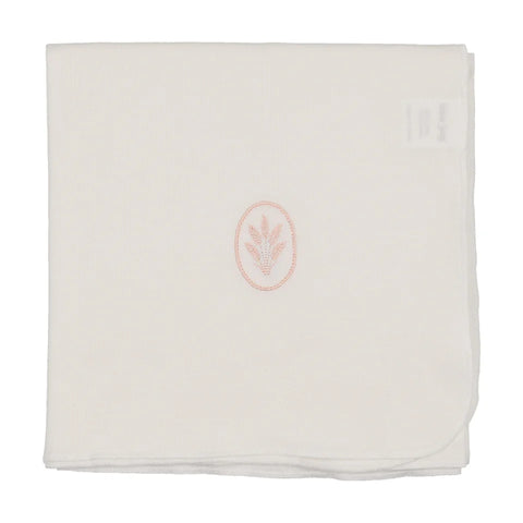 Bonjoy White/Pink Embroidery Dreamy Wheat Blanket