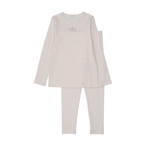 Bonjoy Pink Emblem Dainty Grid Long Sleeve Pjs