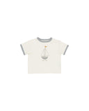 Quincy Mae Ivory Boat Ringer Tee + Blue Short Set