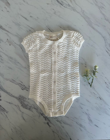 Ely's & Co Looms Ivory Pointelle SS Knit Romper