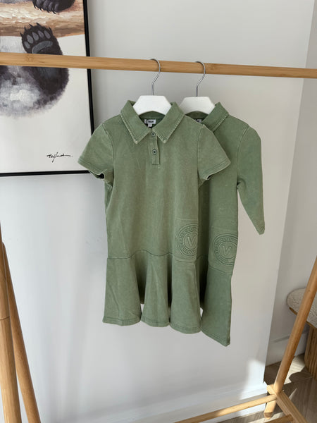 Bonjoy Green Embossed Volleyball 3/4 Sleeve Dress