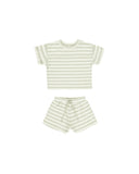 Quincy Mae Mint Stripe Waffle Tee + Short Set