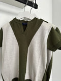 Emanuel Pris Olive Green & White Knit Contrast Sweater