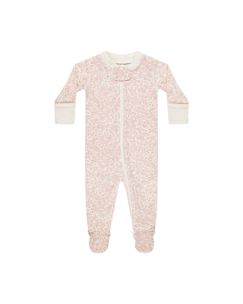 Quincy Mae Ivory Pink Blossom Zip Sleeper Footie