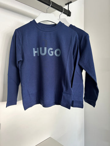 Hugo Medieval Blue LS Logo T-shirt