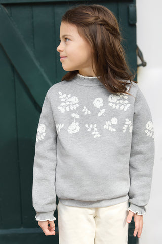 Tartine et Chocolat Medium Grey Embroidered Sweater
