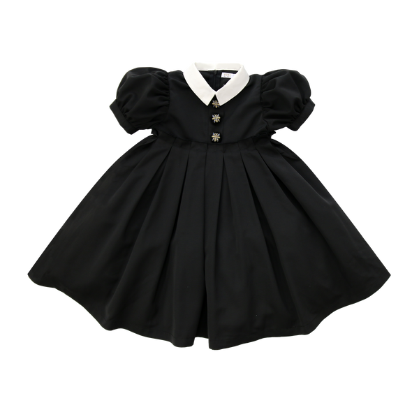 Coco Blanc Black Taffeta Short Sleeve Dress