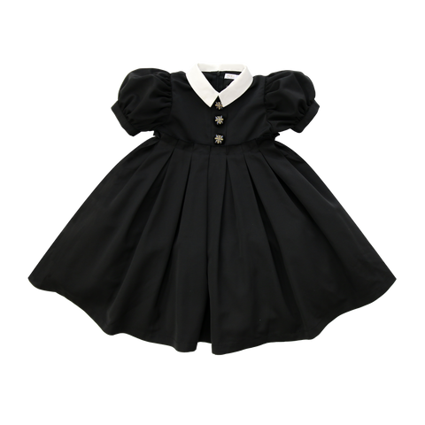 Coco Blanc Black Taffeta Short Sleeve Dress