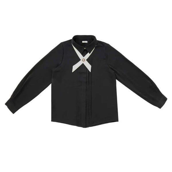 Coco Blanc Black Front Pleat Blouse