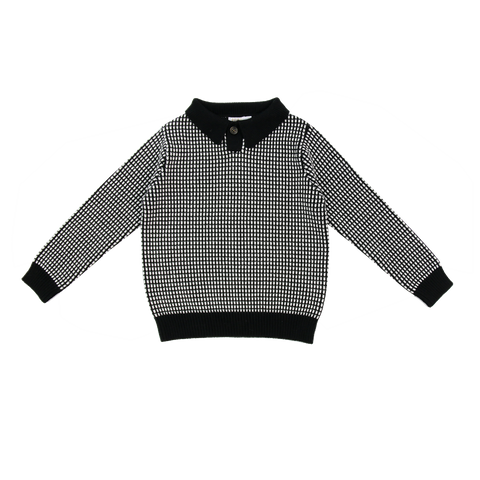 Coco Blanc Black/White Boys Collared Sweater