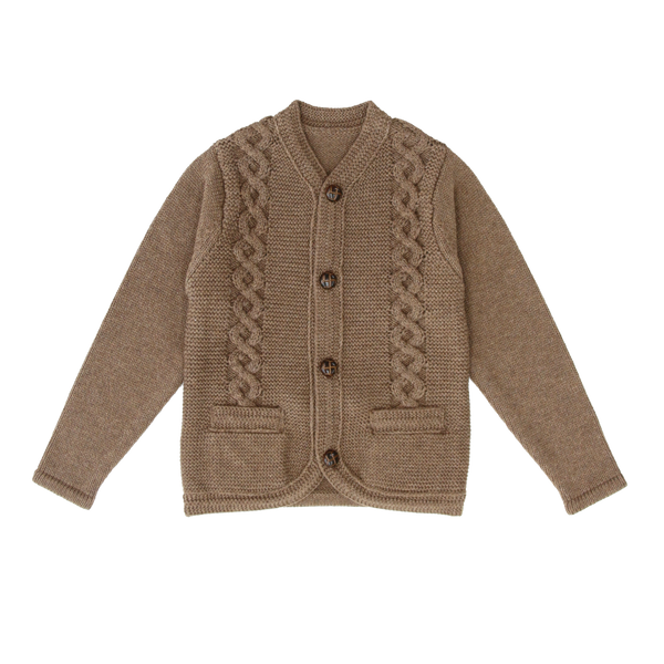 Coco Blanc Mocha Cabled Knit Cardigan