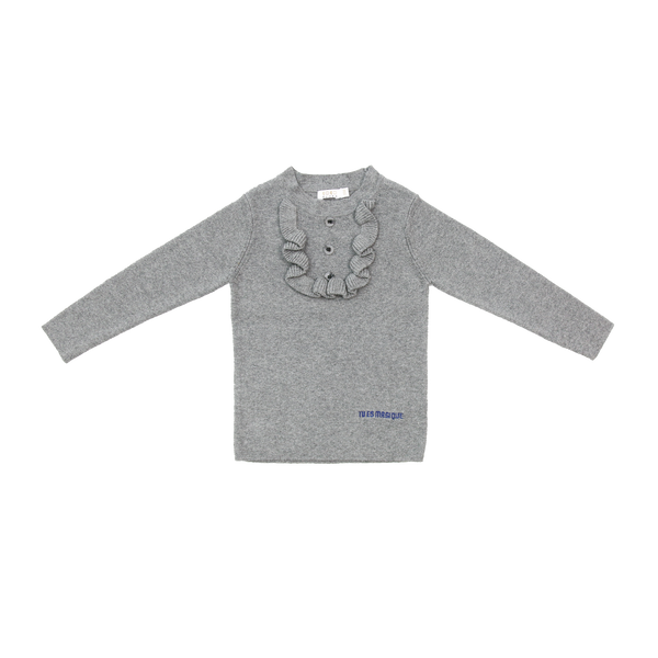 Coco Blanc Grey Ruffle Bib Sweater