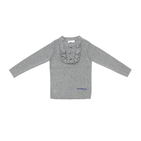 Coco Blanc Grey Ruffle Bib Sweater