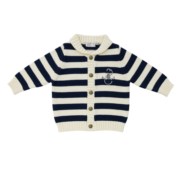 Coco Blanc Navy/Cream Shawl Collar Sweater