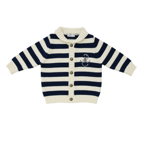 Coco Blanc Navy/Cream Shawl Collar Sweater
