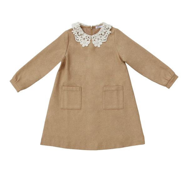 Coco Blanc Camel Lace Collar Dress