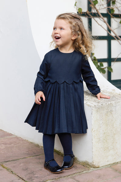 Tartine et Chocolat Marine Blue Pleated Dress Panda and Cub Tartine et Chocolat Marine Blue Pleated Dress Panda and Cub
