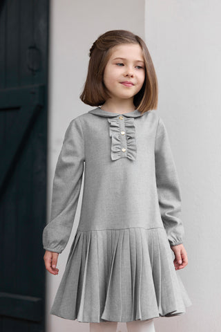 Tartine et Chocolat Medium Grey Ruffle Pleated Dress