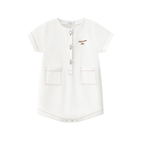 Coco Blanc White Denim Boys Romper