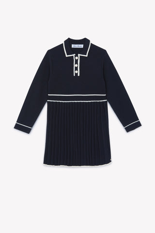 Tartine et Chocolat Marine Blue Collared Knit Dress