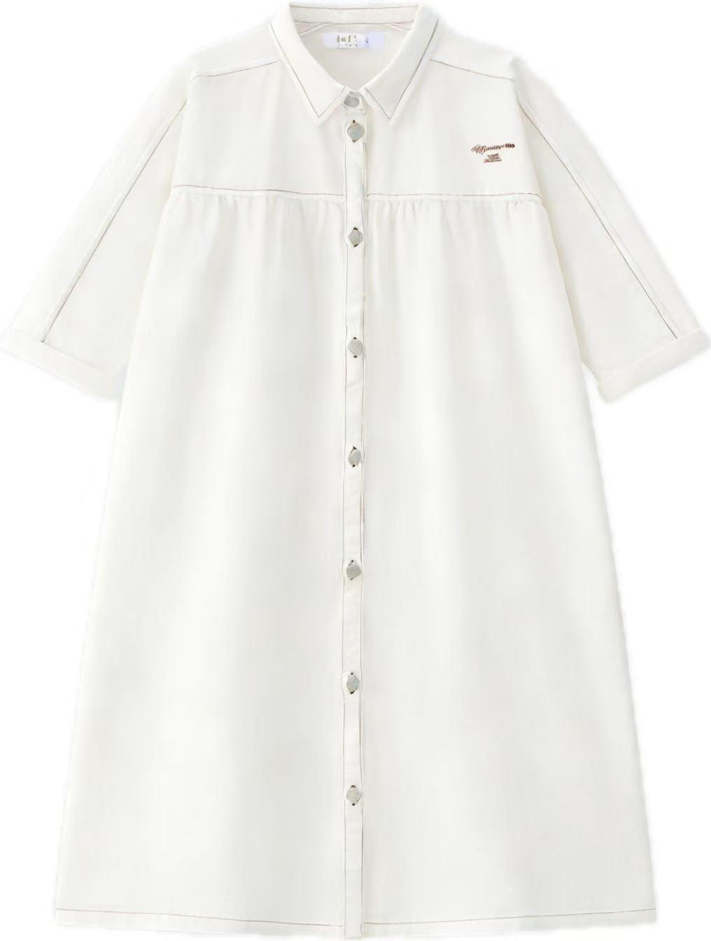 Coco Blanc White Denim 3/4 Sleeve Dress Panda and Cub Coco Blanc White Denim 3/4 Sleeve Dress Panda and Cub