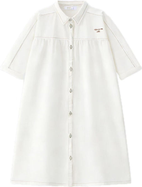 Coco Blanc White Denim 3/4 Sleeve Dress
