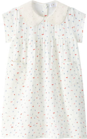 Coco Blanc Cherry Gauze Short Sleeve Dress