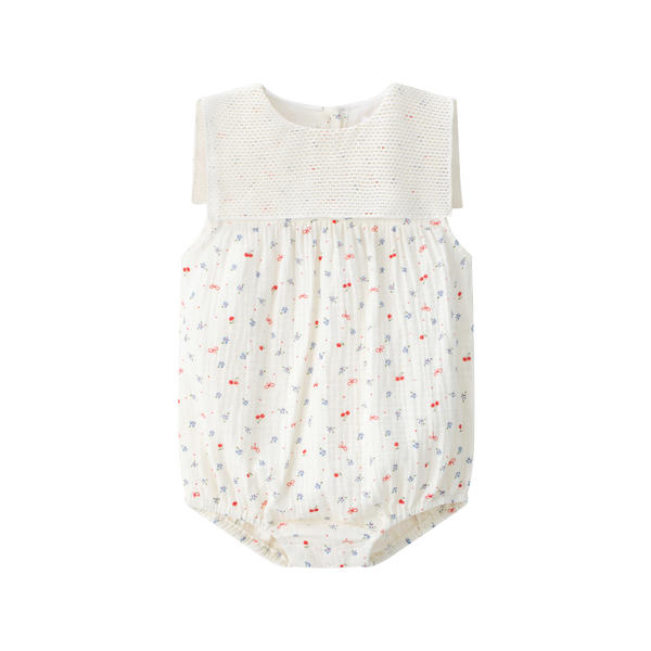 Coco Blanc Cherry Gauze Sailor Romper