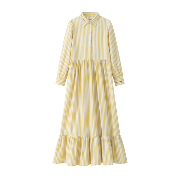 Coco Blanc Striped Yellow Shirt Dress