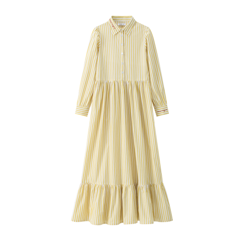Coco Blanc Striped Yellow Shirt Dress