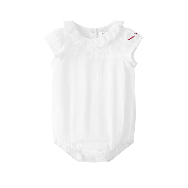 Coco Blanc White Ruffle Collar Romper