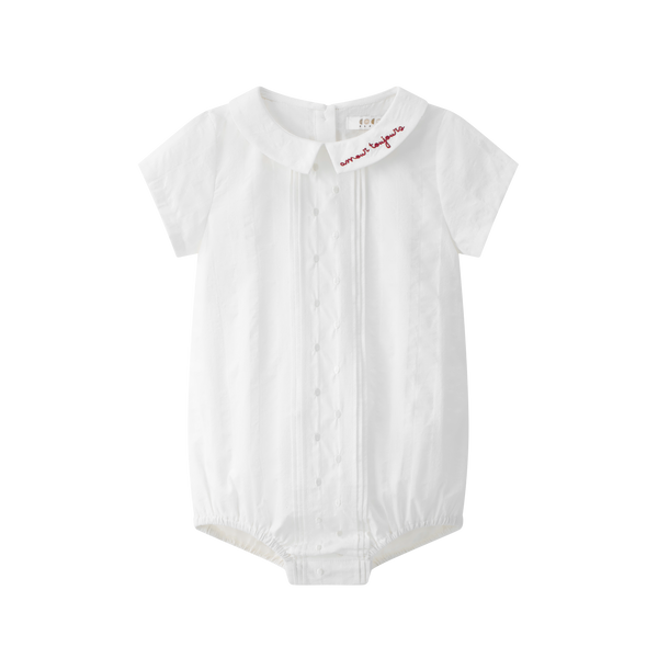 Coco Blanc White Peter Pan Boys Romper