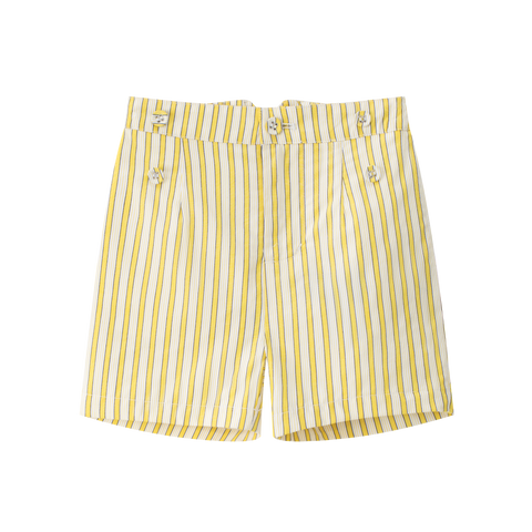 Coco Blanc Yellow Striped Double Button Shorts