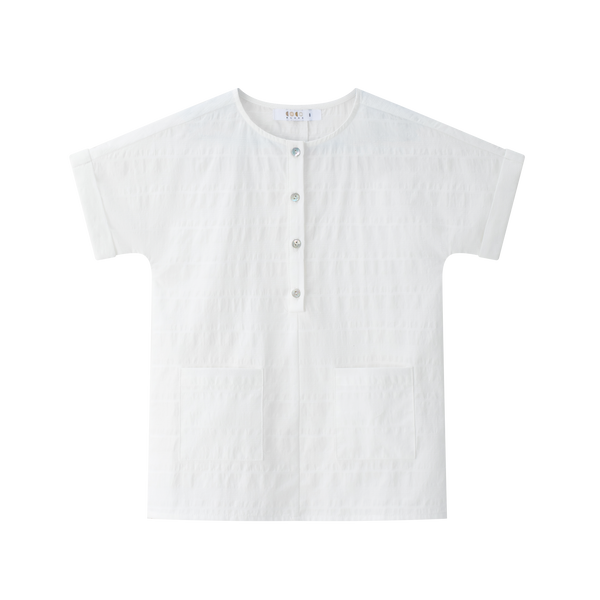 Coco Blanc White Linear Boys Shirt