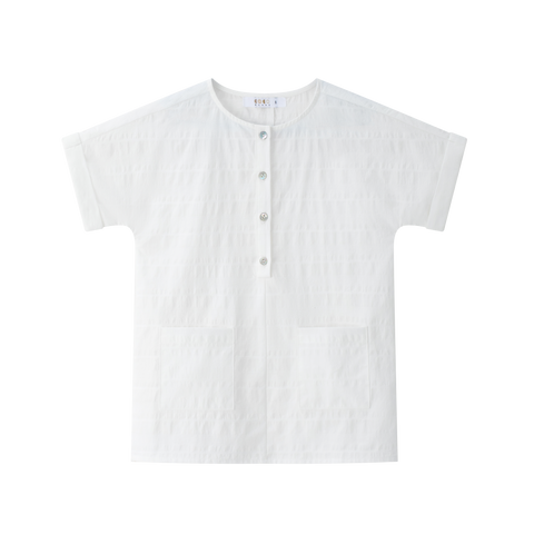 Coco Blanc White Linear Boys Shirt