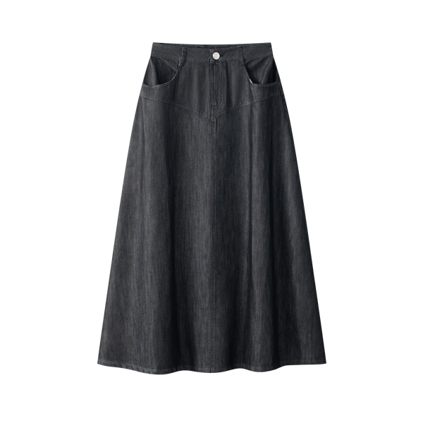 Coco Blanc Black Denim Drop Seam Skirt