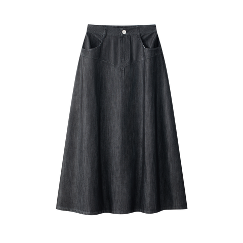 Coco Blanc Black Denim Drop Seam Skirt