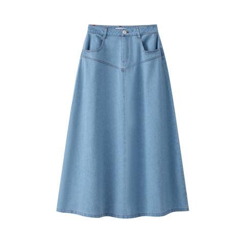 Coco Blanc Blue Denim Drop Seam Skirt