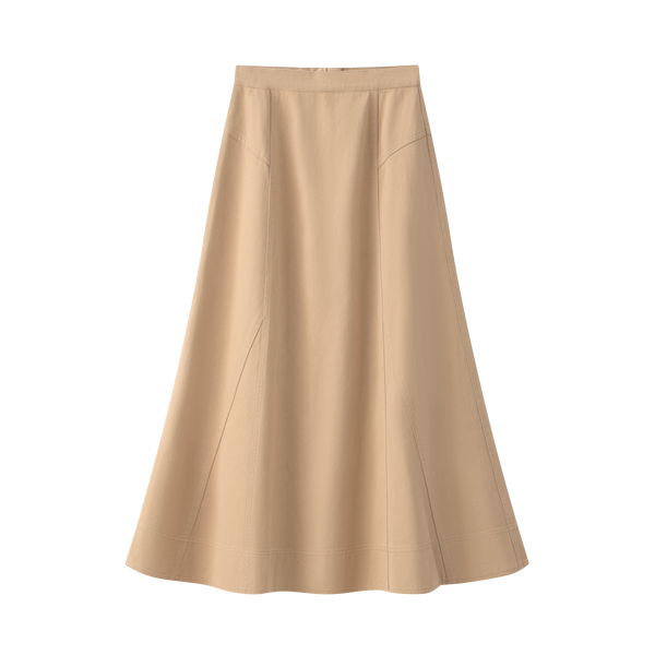Coco Blanc Tan Denim Stitched Skirt